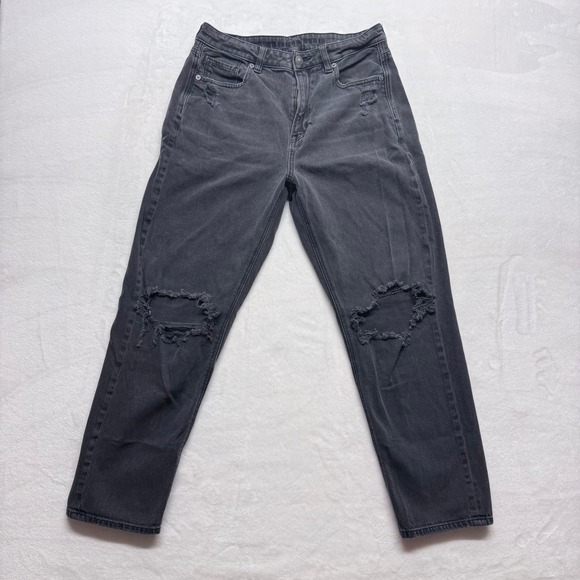 American Eagle By Payless Denim - American Eagle Women Distressed Black Straight Leg Jeans‎ Size 10